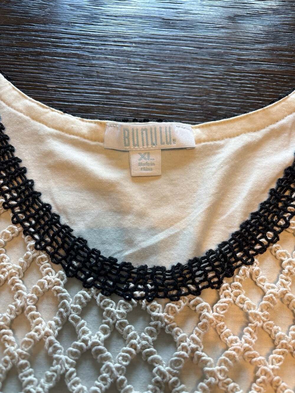 🖤 BUNULU 🖤Crochet Overlay Sleeveless Tank Top with Scalloped Hem 100 % Cotton